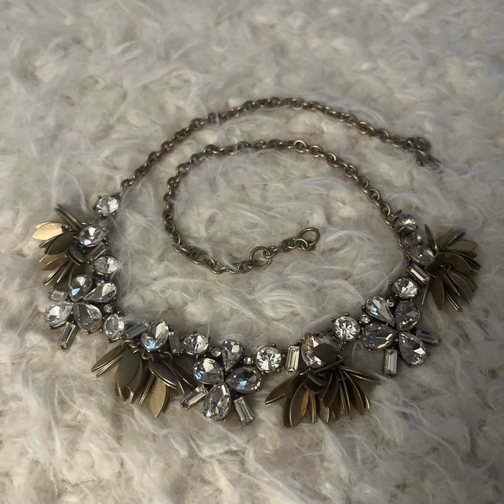 J. Crew Antique Gold and Rhinestone Necklace